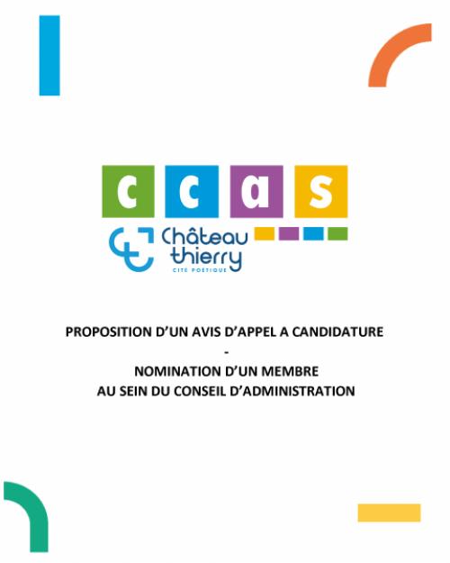 Appel à candidature pour nomination de membres au sein du C.A du CCAS